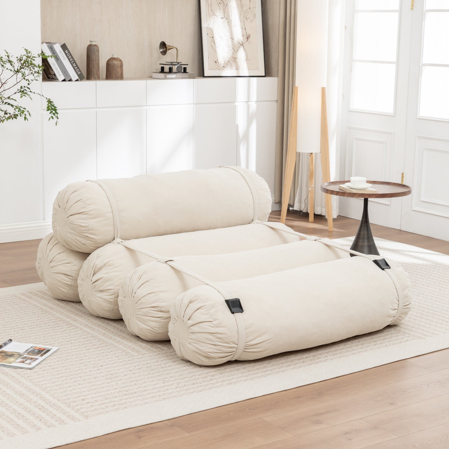 Adjustable Floor Sofa, Corduroy Lazy Sofa with Adjustable Straps for Versatile Configurations, Multi-Person Leisure Chair, Suitable for Living Room, Bedroom and More image 3