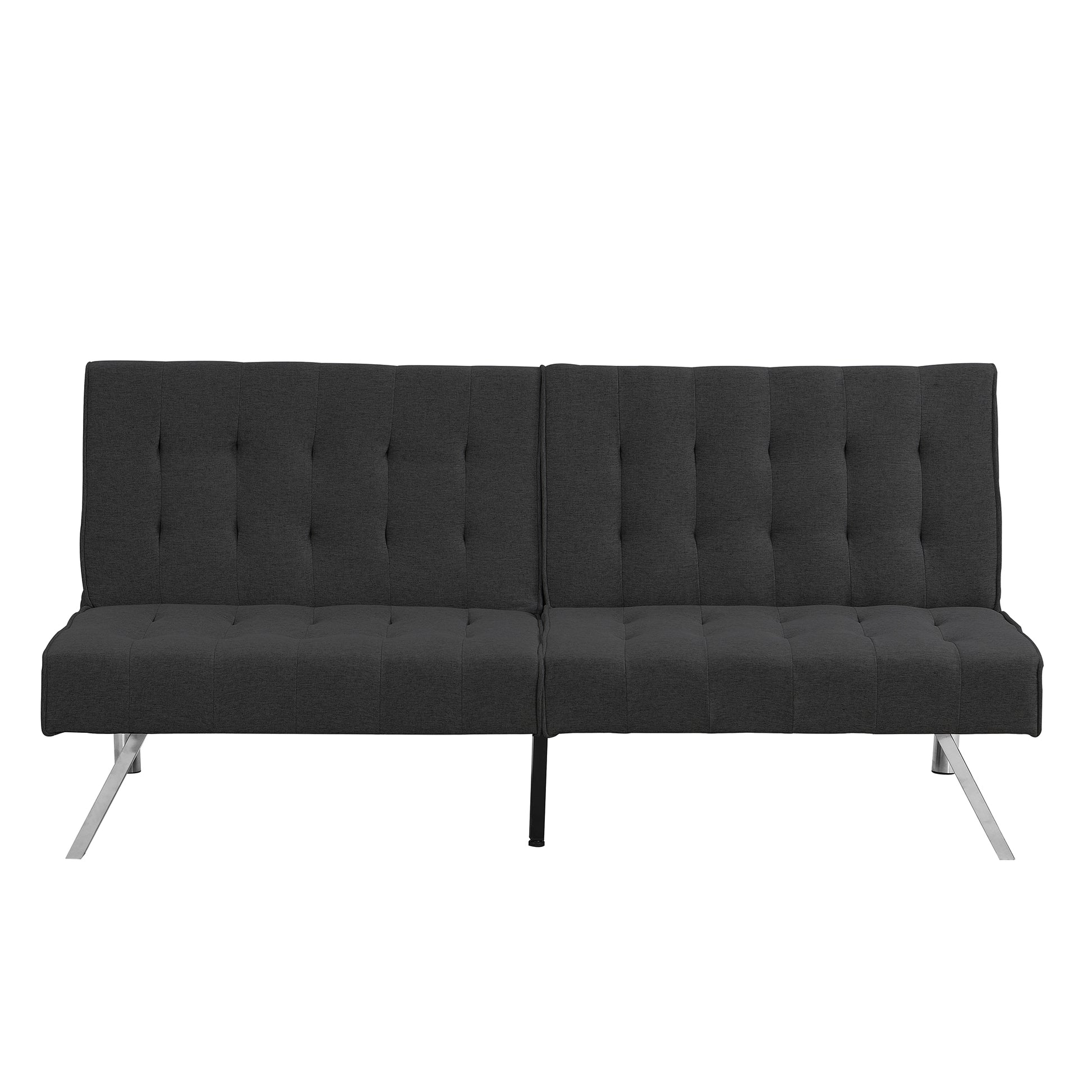 WOOD FRAME, STAINLESS LEG, FUTON, SOFA BED BLACK image 3