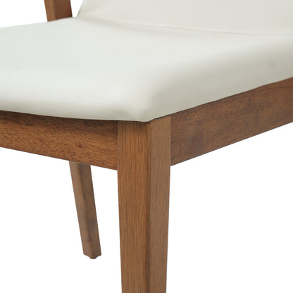 Mid-Century Modern Dining Chairs Set of 2 - Beige PU Upholstered Armchairs with Walnut Color Rubber Wood Frame, 250lbs Capacity for Kitchen & Dining Room image 11
