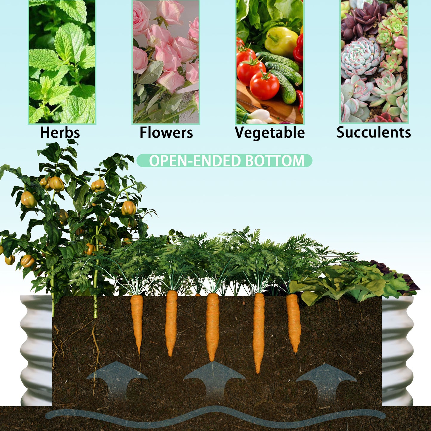 2Pcs 4x2x1ft Raised Garden Bed Kit, Galvanized Planter Raised Garden Beds for Outdoor for Vegetables,Flowers &Herbs, Heavy Duty, Rust-Resistant, Easy Assembly image 5