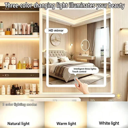 Modern-style white vanity set includes LED-lit mirror, bedroom makeup table with storage and cushioned stool; suitable for teens and adults home dressing rooms/bedrooms image 5