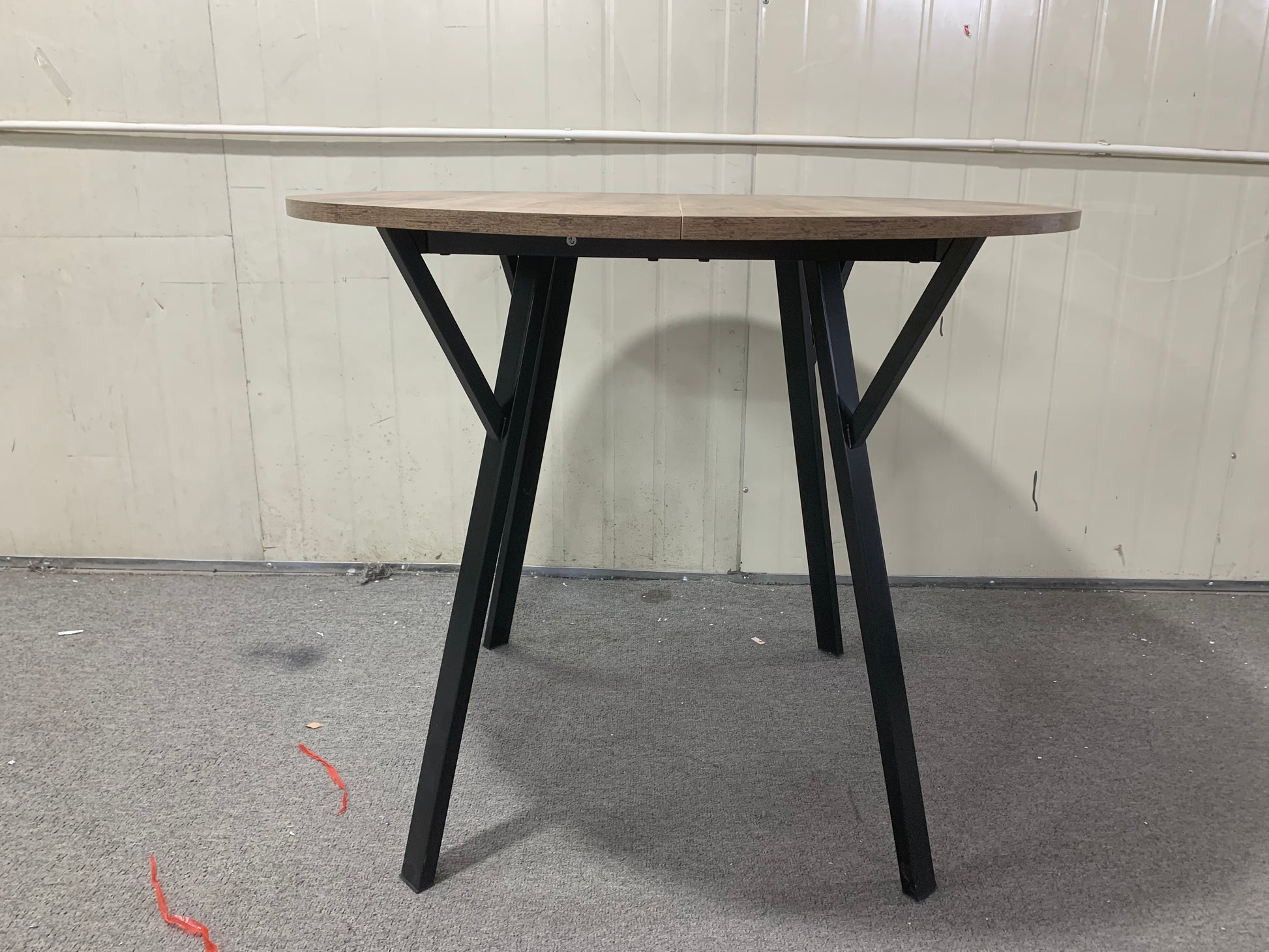 35.43 Inch Round Dining Table, Small Circle Kitchen Table with Metal Black Legs for 2-4 people,Modern Dining Room Table, Brown (only table) image 4