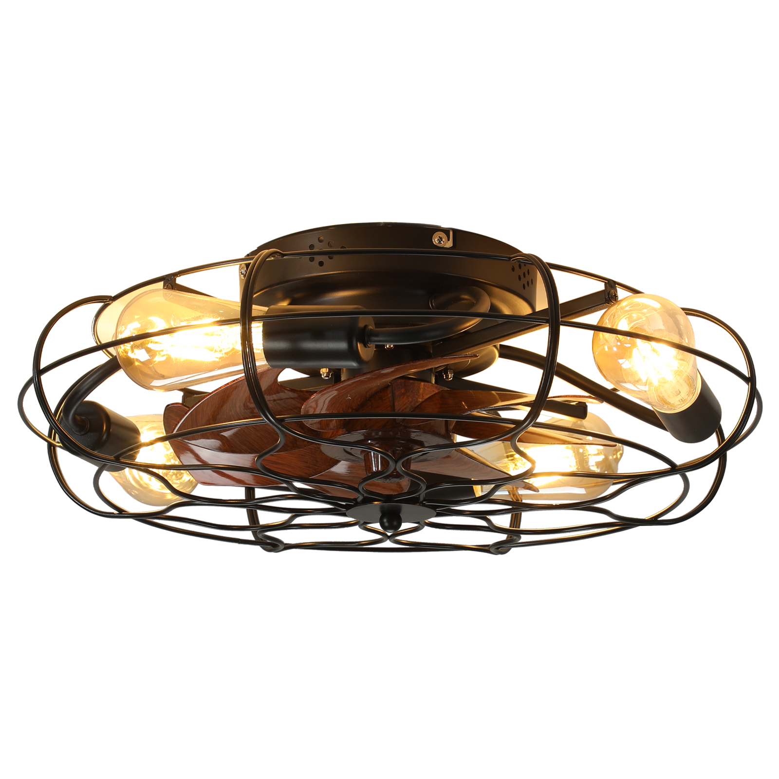 19.7" Industrial Caged Ceiling Fan with Light, 6-Speed Reversible DC Motor, E26 Bulb Base, Remote Control, Timer, Low Noise <30dB, Farmhouse/Industrial Decor for Bedroom/Living Room Kitchen image 9