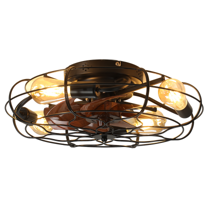19.7" Industrial Caged Ceiling Fan with Light, 6-Speed Reversible DC Motor, E26 Bulb Base, Remote Control, Timer, Low Noise <30dB, Farmhouse/Industrial Decor for Bedroom/Living Room Kitchen image 9