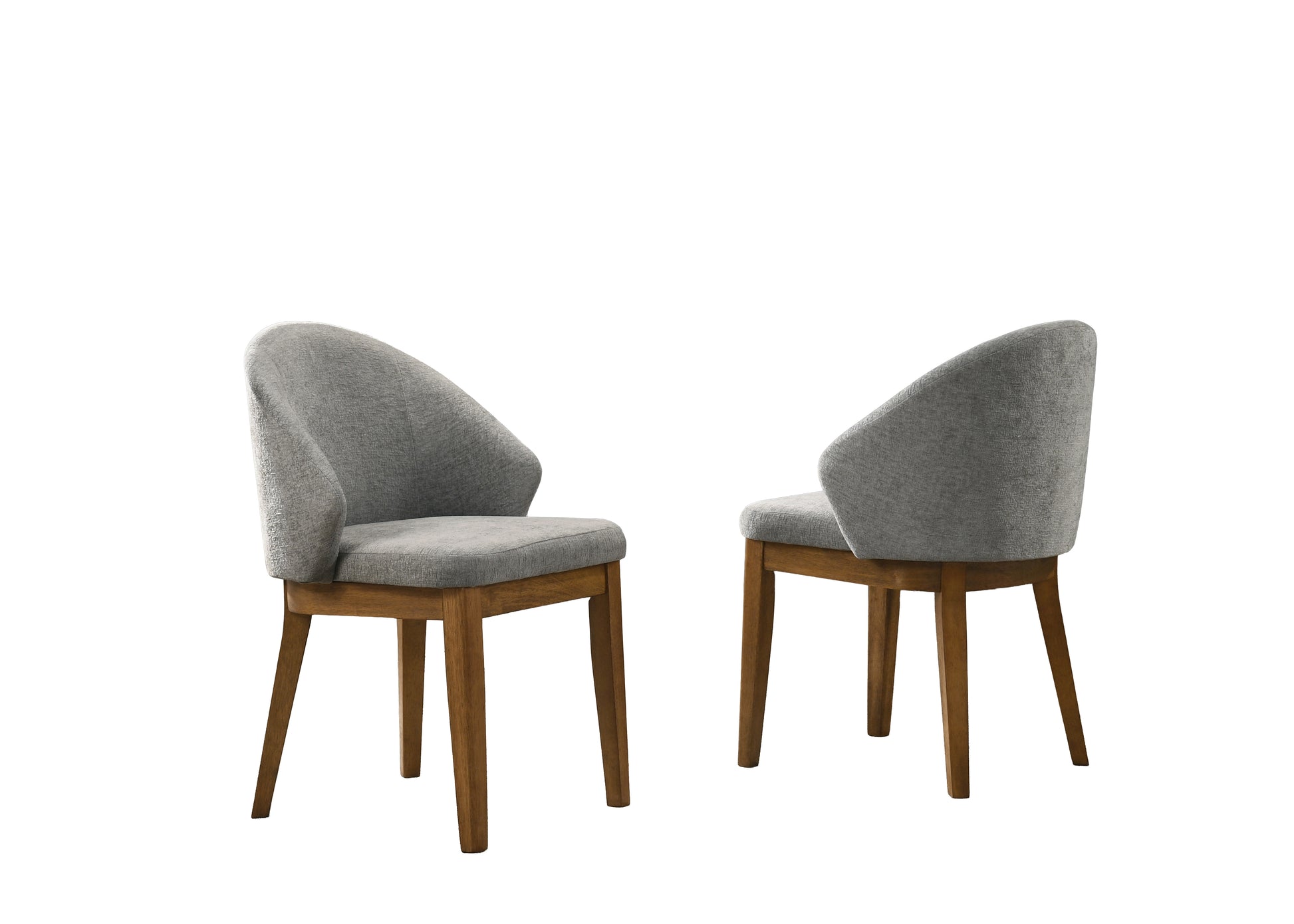 Andreo 5-Piece Round Dining Set with 47-inch Walnut Finish Table and 4 Light Gray Fabric Chairs, Mid-Century Modern Dining Table Set for 4 image 7