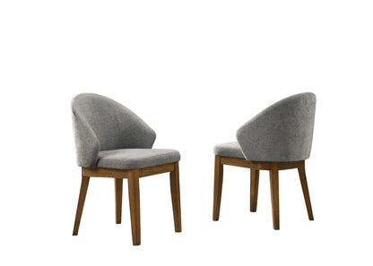 Andreo 5-Piece Round Dining Set with 47-inch Walnut Finish Table and 4 Light Gray Fabric Chairs, Mid-Century Modern Dining Table Set for 4 image 7
