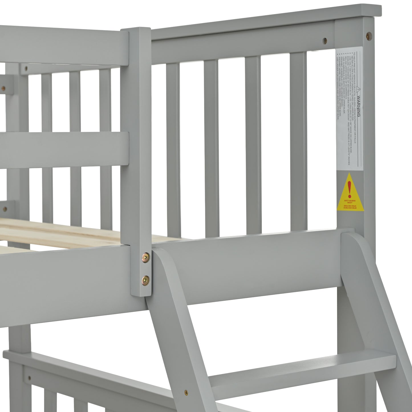 Twin Over Full Bunk Bed with Storage Drawers, Wooden Bunk Bed with Ladder and Safety Guard Rails –Gray image 10