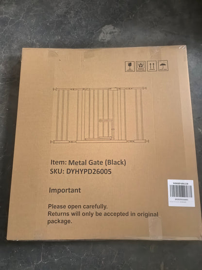 Baby Gate with Cat Door, 29.5-44.1" Metal Pet Door for Stairs & Doorways,Pressure Mounted,No Tools Needed, Black image 2