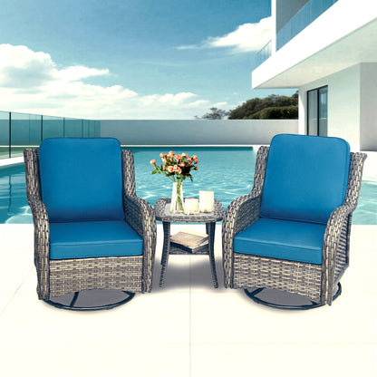 Wicker Patio Furniture Set - 3 Piece Rattan Outdoor Sectional Conversation Sets 2 Piece Wicker Hang gliding Chairs and 1 Side Table image 3