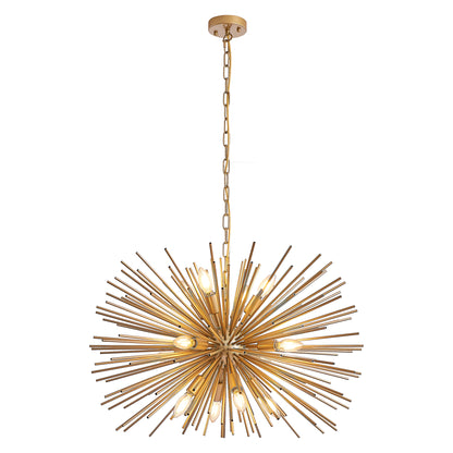 29" Mid-Century Modern 12-Light Starburst Chandelier – Gold Sputnik Pendant Light Fixture for Living Room, Dining Room, or Foyer (Bulb Not Included) image 11