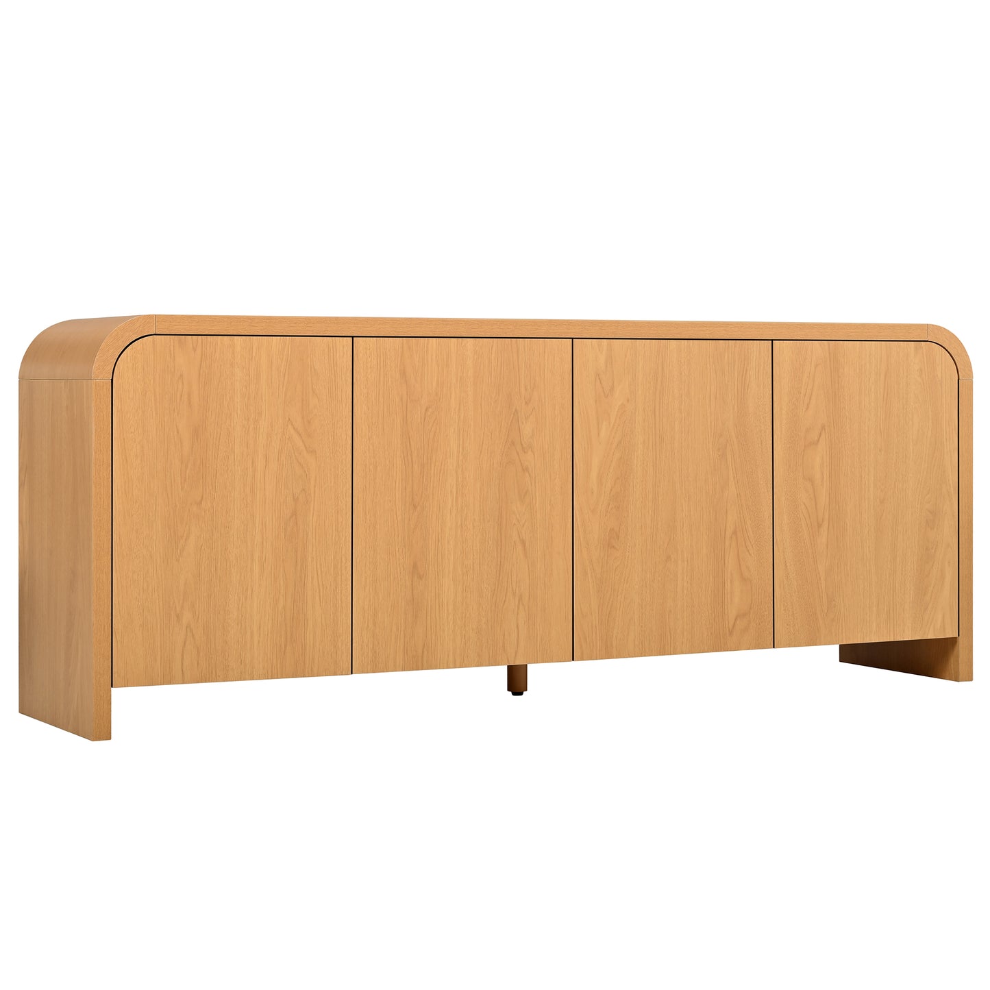 Farmhouse Curved Edge TV Stand with Large Cabinets for TVs up to 70", Minimalist Wood Grain Media Console with Cable Management, Mid Century TV Cabinet with Adjustable Shelves for Living Room, Natural image 8
