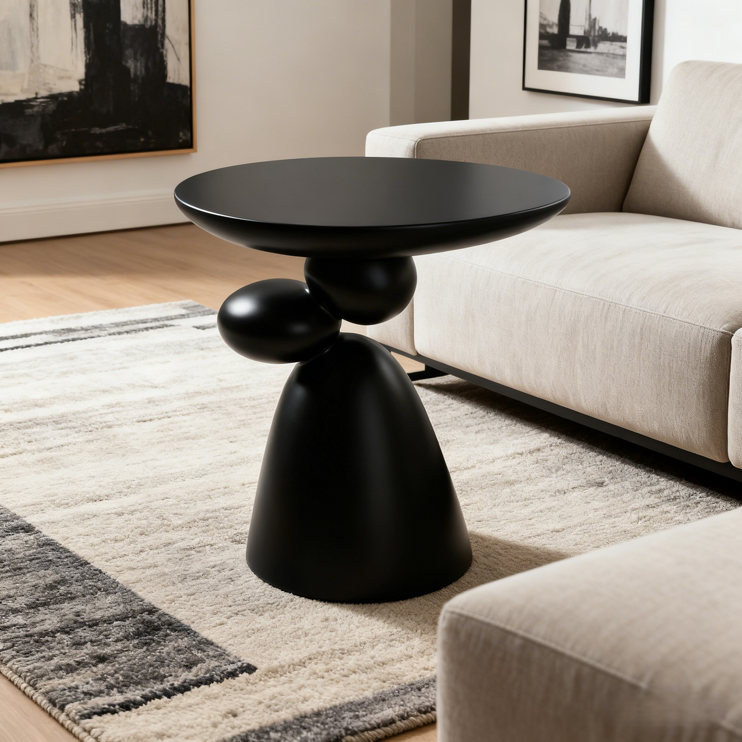 Lucky Stone End Table, Fiberglass Side Table, Modern Minimalist Corner Table, Coffee table with Decoration, Home Decor for Living Room, Bedroom, Guestroom image 1