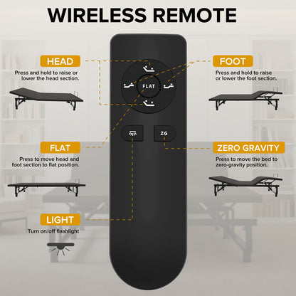 Adjustable Bed Base Frame Queen Bed Frame with Head and Foot Incline Wireless Remote 4 Ports USB, Under-Bed Nightlights, Zero Gravity Quiet Motor Black Queen image 7