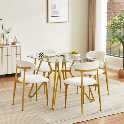 35.4-inch square tempered glass dining table, suitable for 2-4 people, space-saving small kitchen dining table, equipped with sturdy metal table legs,suitable for dining room, living room,Gold image 2