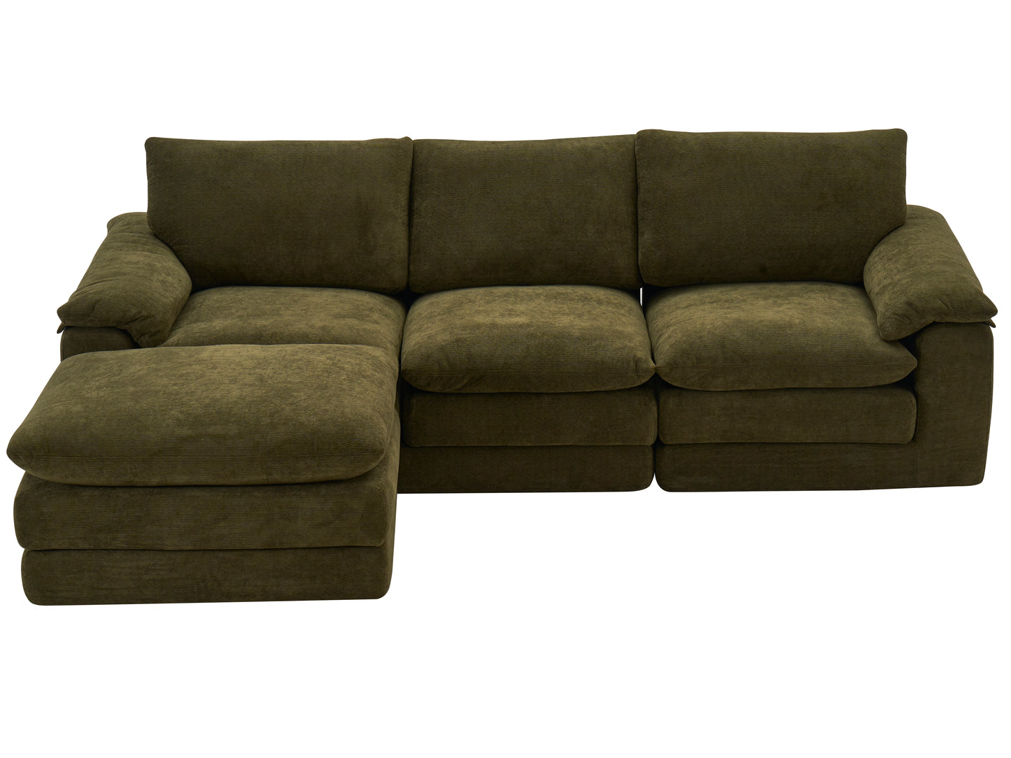 Modular Sectional Sofa, L Shape Cloud Couch with 1 Movable Ottoman, Comfy Chenille Deep Seat Sofa with Soft Pillows for Living Room Apartment (Green) image 11