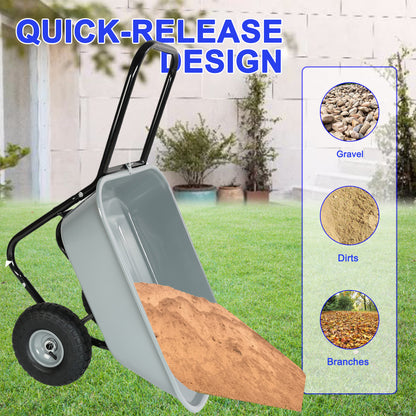 Two-wheeled cart, garden cart, 10-inch pneumatic wheels(gray) image 8