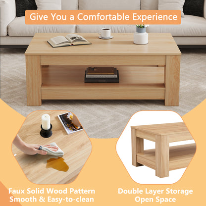 A modern and practical Natural Wood coffee table. The double layered coffee table is made of MDF material. Suitable for living room, bedroom, and study image 6