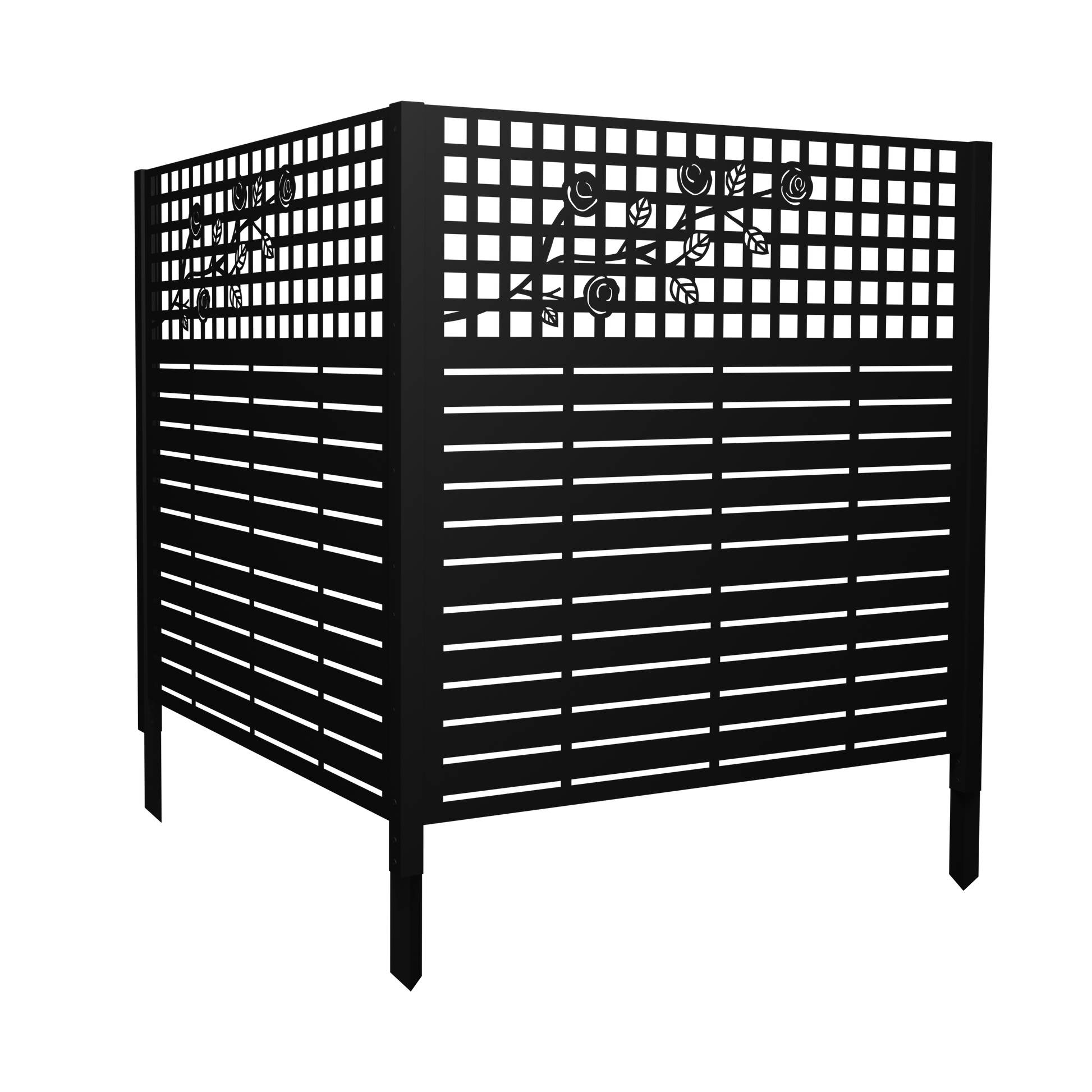 W48'' x H47.3'' x 2 Panels Metal Privacy Screen, Outdoor Privacy Panels, Trash Can Enclosure, Air Conditioner Fence, Pool Equipment Enclosure, Backyard Fencing, Rose Black image 11