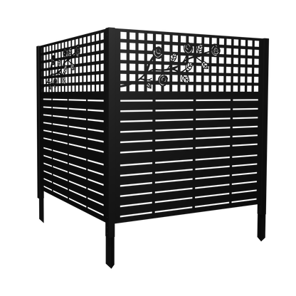 W48'' x H47.3'' x 2 Panels Metal Privacy Screen, Outdoor Privacy Panels, Trash Can Enclosure, Air Conditioner Fence, Pool Equipment Enclosure, Backyard Fencing, Rose Black image 11