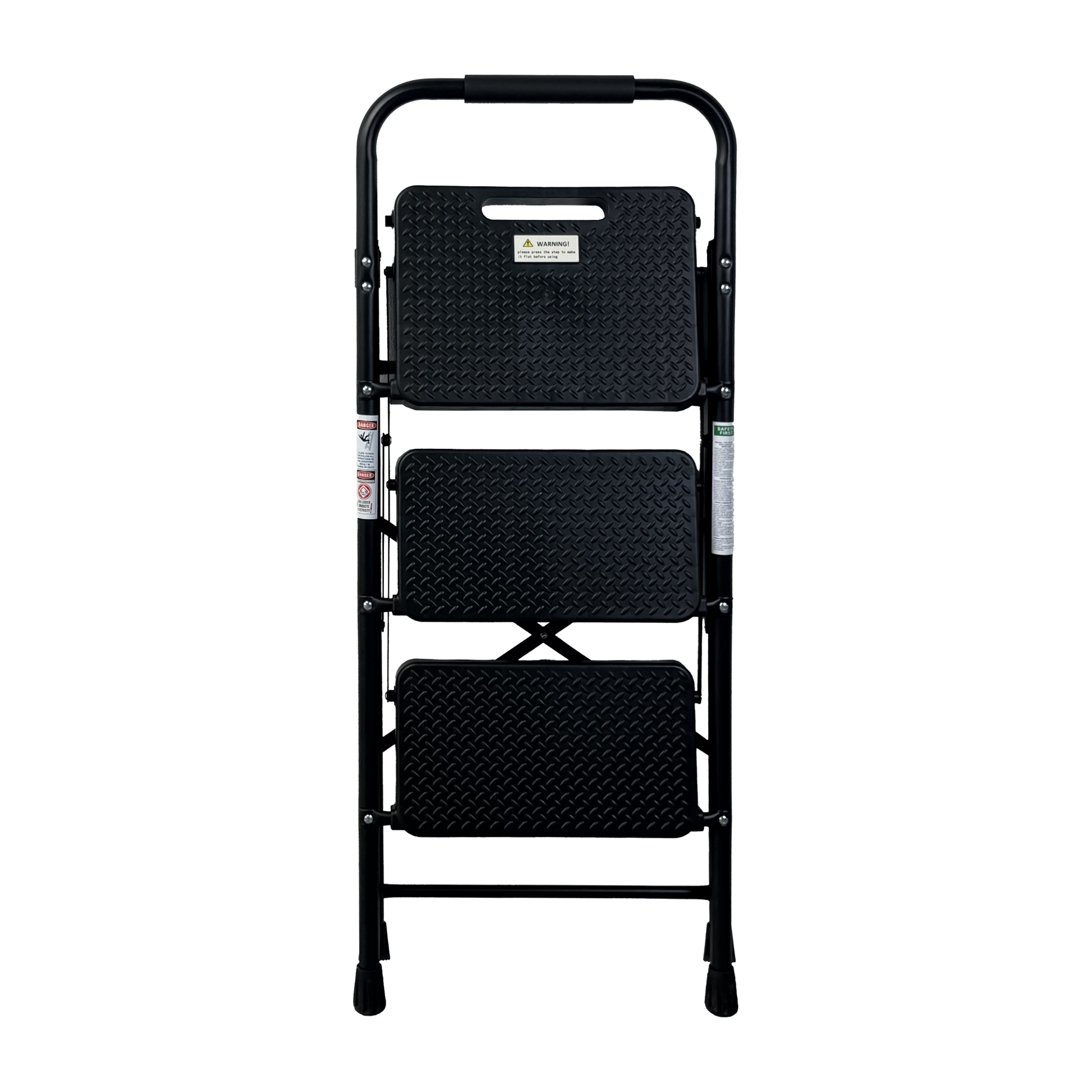 3 Step Ladder, Folding Step Stool with Wide Anti-Slip Pedal, Sturdy Steel Ladder, Lightweight, Portable Steel Step Stool image 12
