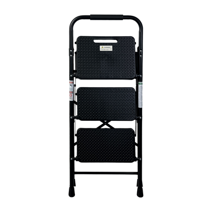 3 Step Ladder, Folding Step Stool with Wide Anti-Slip Pedal, Sturdy Steel Ladder, Lightweight, Portable Steel Step Stool image 12