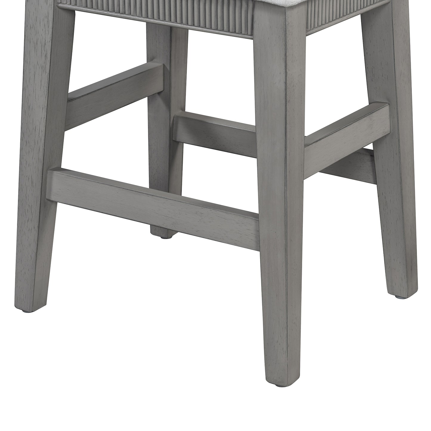 TREXM 4-Piece Dining Table Set for 3, Retro Kitchen Table and Chairs Set with 3 Storage Drawers, Ideal for Small Spaces (Light Grey) image 4