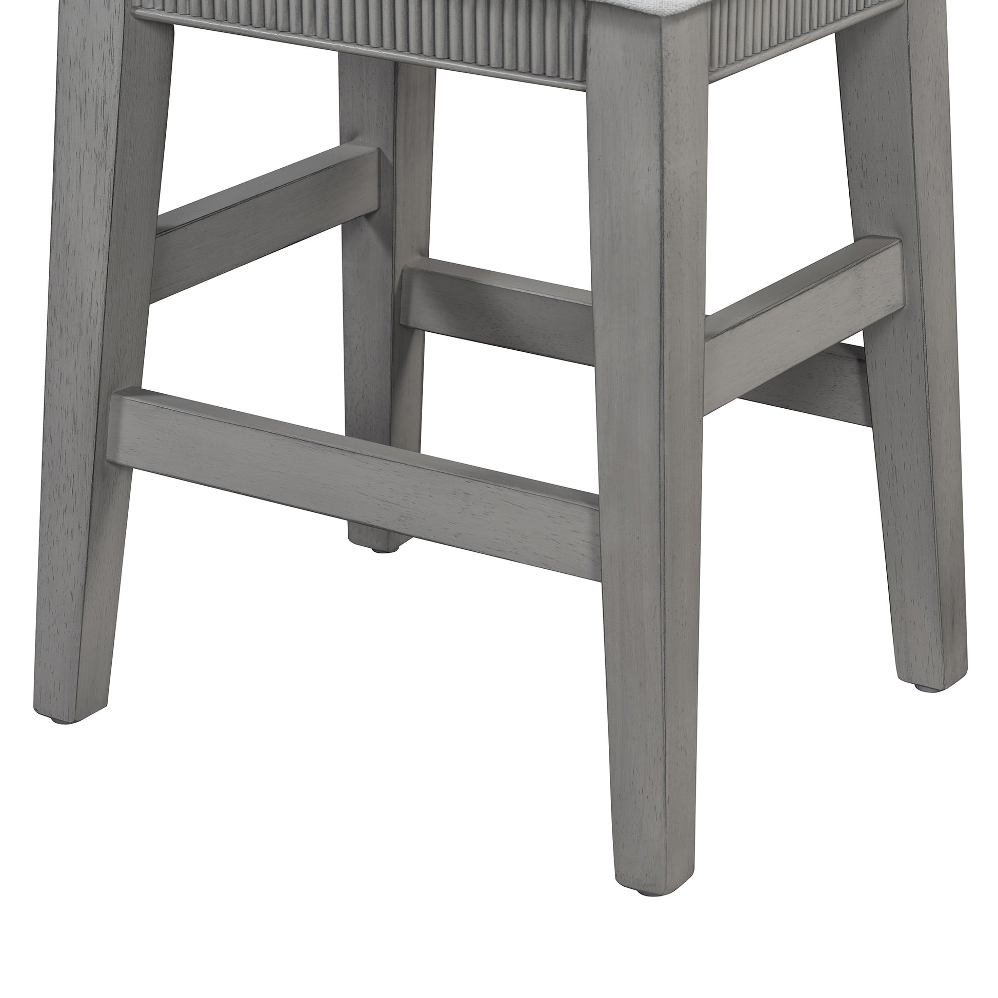 TREXM 4-Piece Dining Table Set for 3, Retro Kitchen Table and Chairs Set with 3 Storage Drawers, Ideal for Small Spaces (Light Grey) image 4