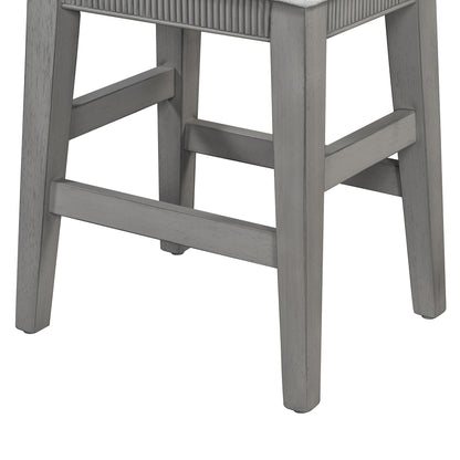 TREXM 4-Piece Dining Table Set for 3, Retro Kitchen Table and Chairs Set with 3 Storage Drawers, Ideal for Small Spaces (Light Grey) image 4