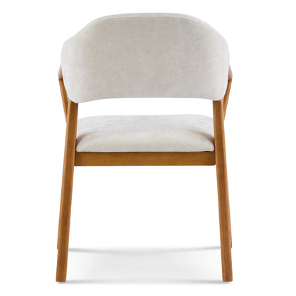 Indoor Dining Chair Set of 2, Beige Chenille Upholstered Armchair with Sturdy Frame, 300lbs Capacity, Ergonomic Curved Backrest image 11
