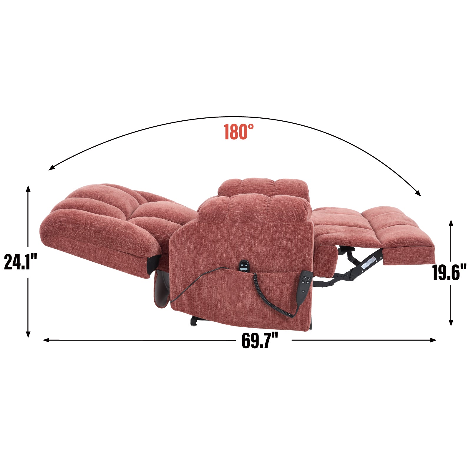 Dual Motor Heat Massage Infinite Position Up to 350 LBS Electric Power Lift Recliners with Power-Remote, Medium-firm and Heavy Duty, Red image 12