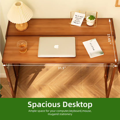 Bamboo Folding Desk,Space-Saving Computer Desk for Small Spaces, Foldable Study Table for Bedroom, Home Office, Dorm, Apartment (Walnut) image 4