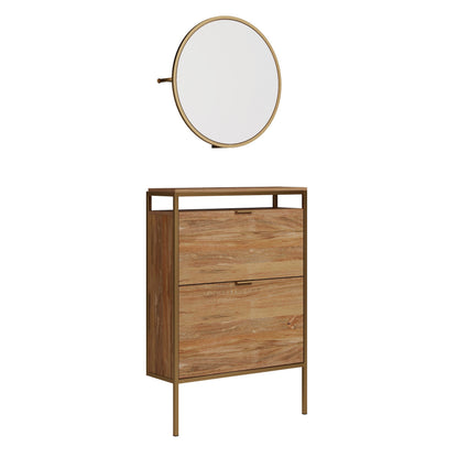 Wall-mounted Shoe Cabinet with Mirror, Brown finish image 10