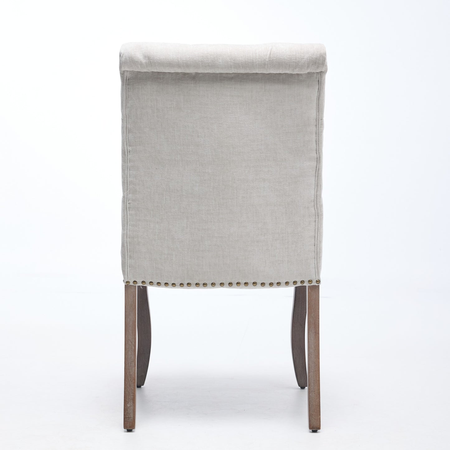 Upholstered Chenille Fabric Accent Dining Chair, Curved Solid Wood Legs, Elegant Tufted Club Dining Room Kitchen Room Dining Chair, Set of 2,Beige,SW1894BG image 7
