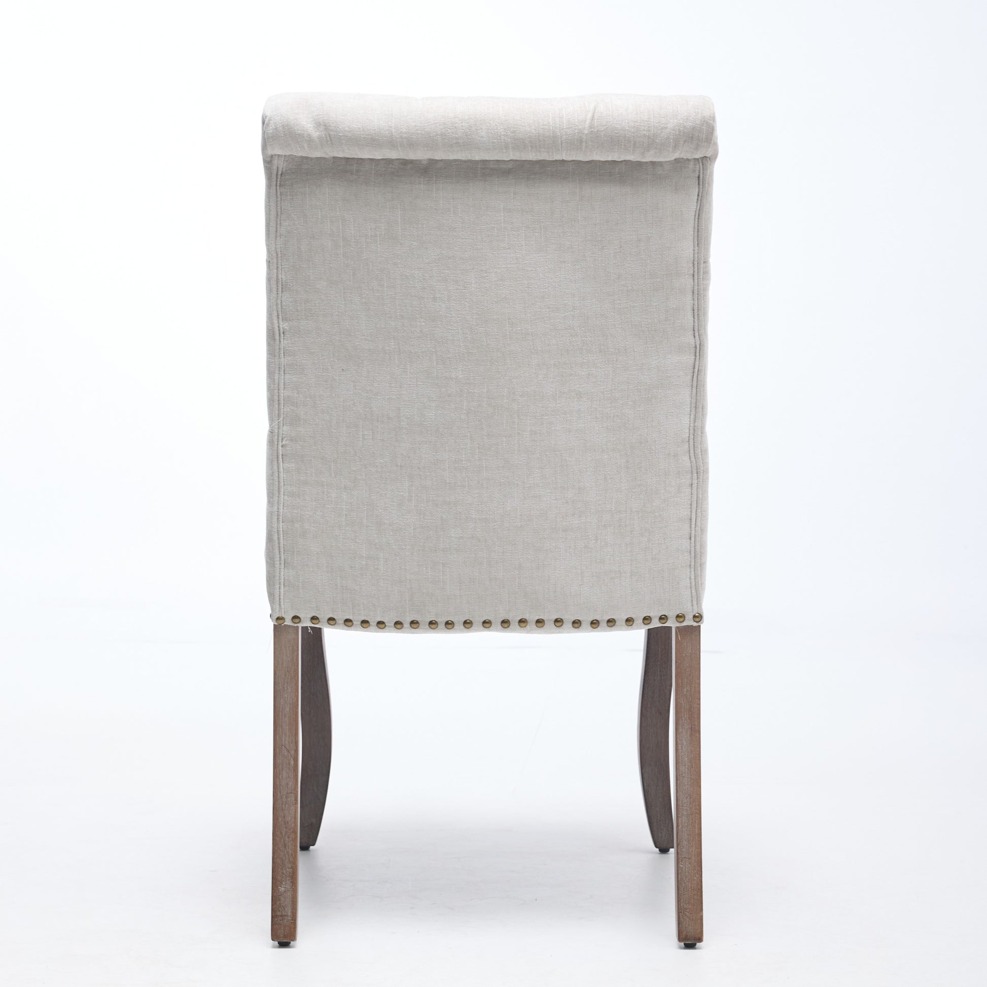 Upholstered Chenille Fabric Accent Dining Chair, Curved Solid Wood Legs, Elegant Tufted Club Dining Room Kitchen Room Dining Chair, Set of 2,Beige,SW1894BG image 7