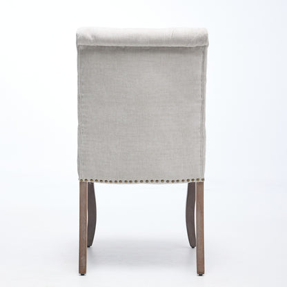 Upholstered Chenille Fabric Accent Dining Chair, Curved Solid Wood Legs, Elegant Tufted Club Dining Room Kitchen Room Dining Chair, Set of 2,Beige,SW1894BG image 7