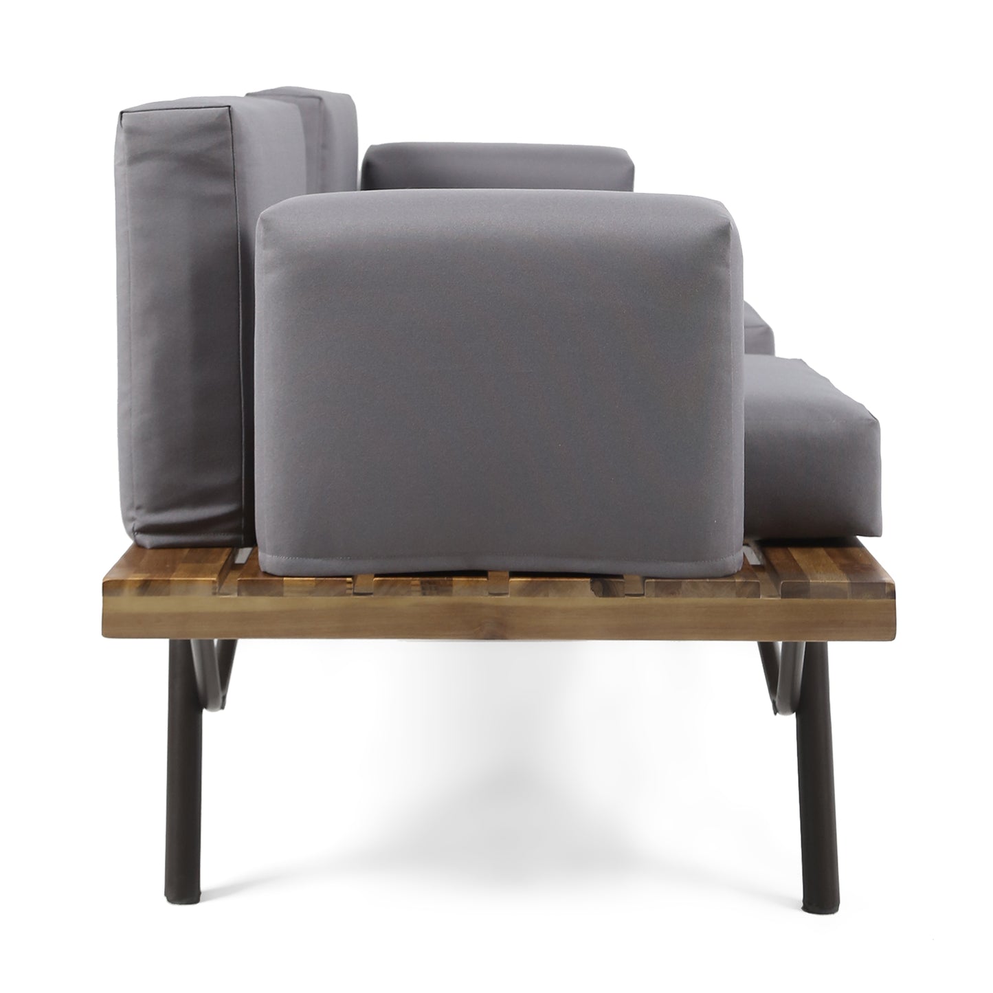 Canoga Outdoor Industrial Loveseat with Coffee Table image 12