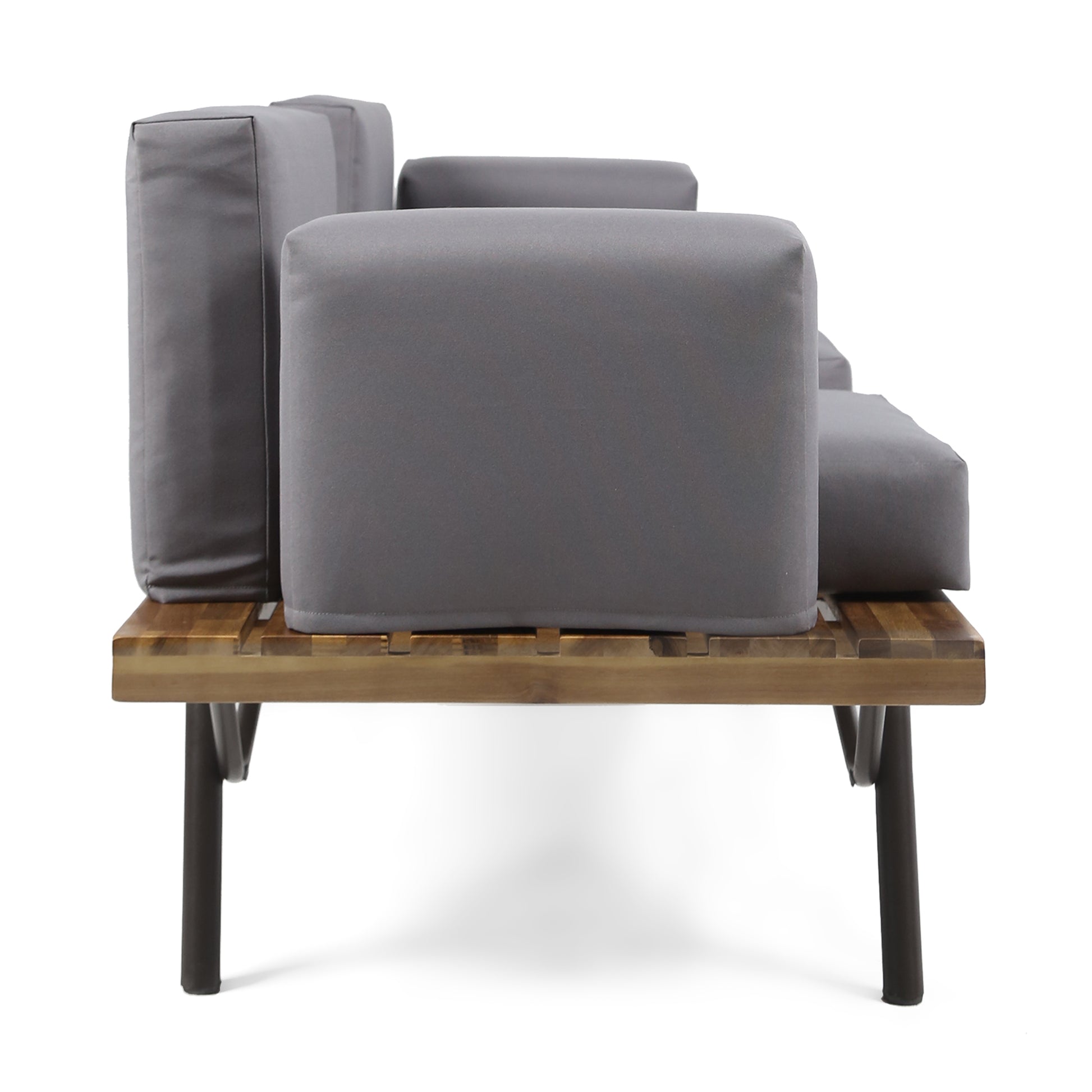 Canoga Outdoor Industrial Loveseat with Coffee Table image 12