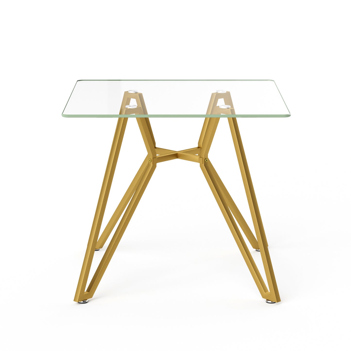 35.4-inch square tempered glass dining table, suitable for 2-4 people, space-saving small kitchen dining table, equipped with sturdy metal table legs,suitable for dining room, living room,Gold image 10