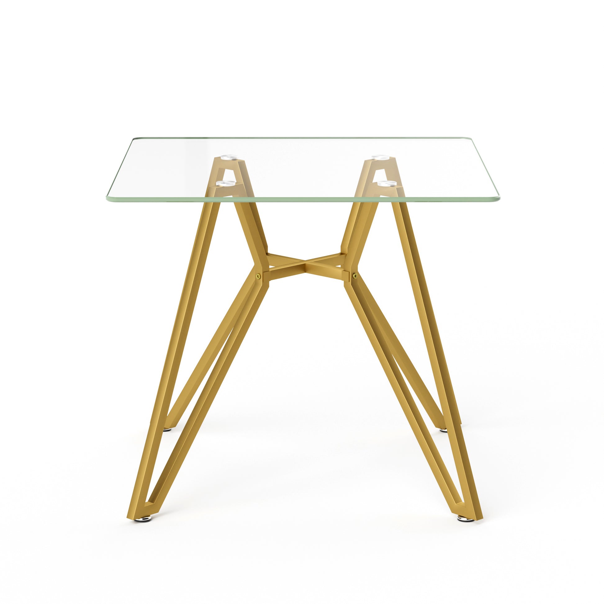 35.4-inch square tempered glass dining table, suitable for 2-4 people, space-saving small kitchen dining table, equipped with sturdy metal table legs,suitable for dining room, living room,Gold image 10