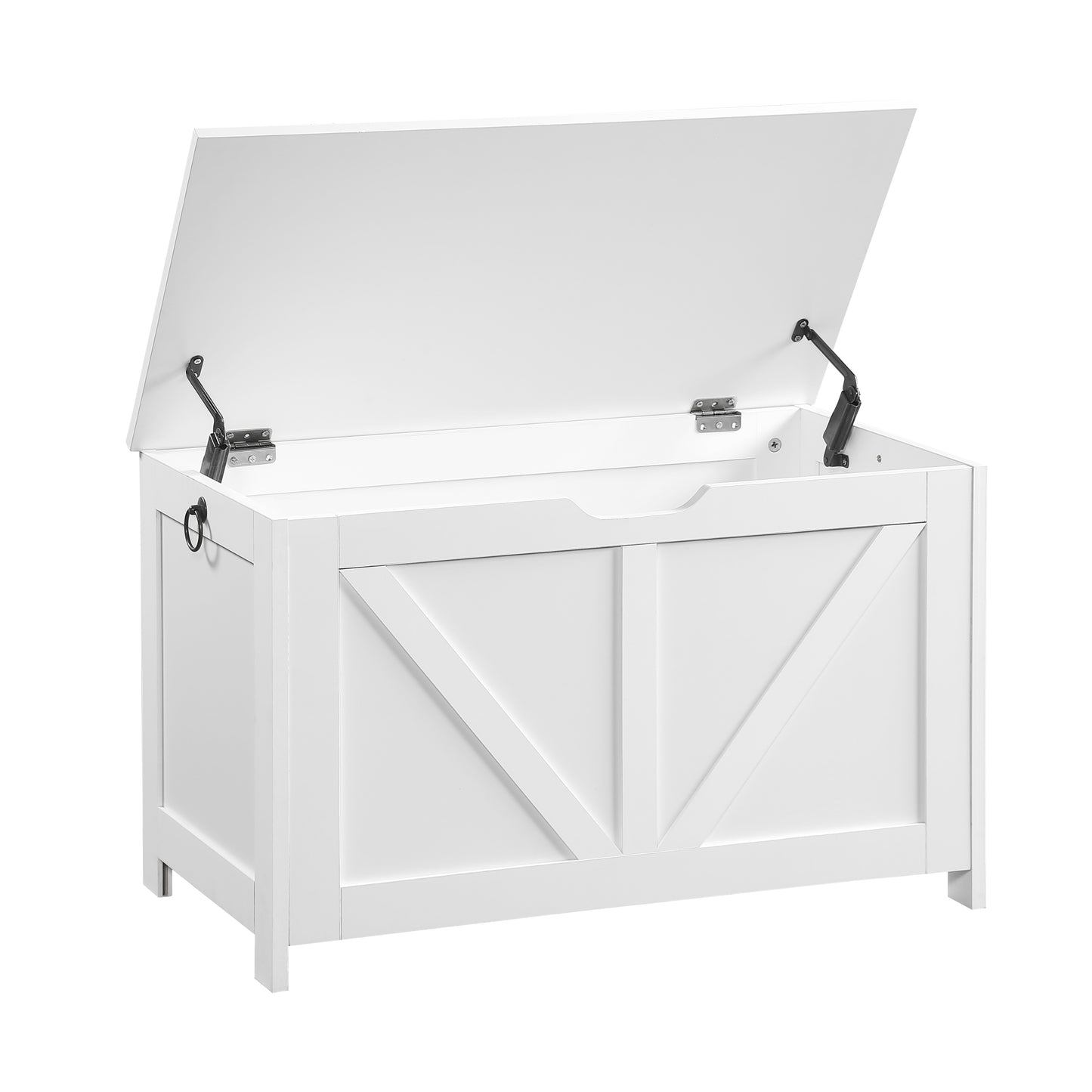Storage Chest,Storage Bench,Retro Toy Box Organizer,Entryway Storage Bench with 2 Hinges,Easy Assembly,White image 1