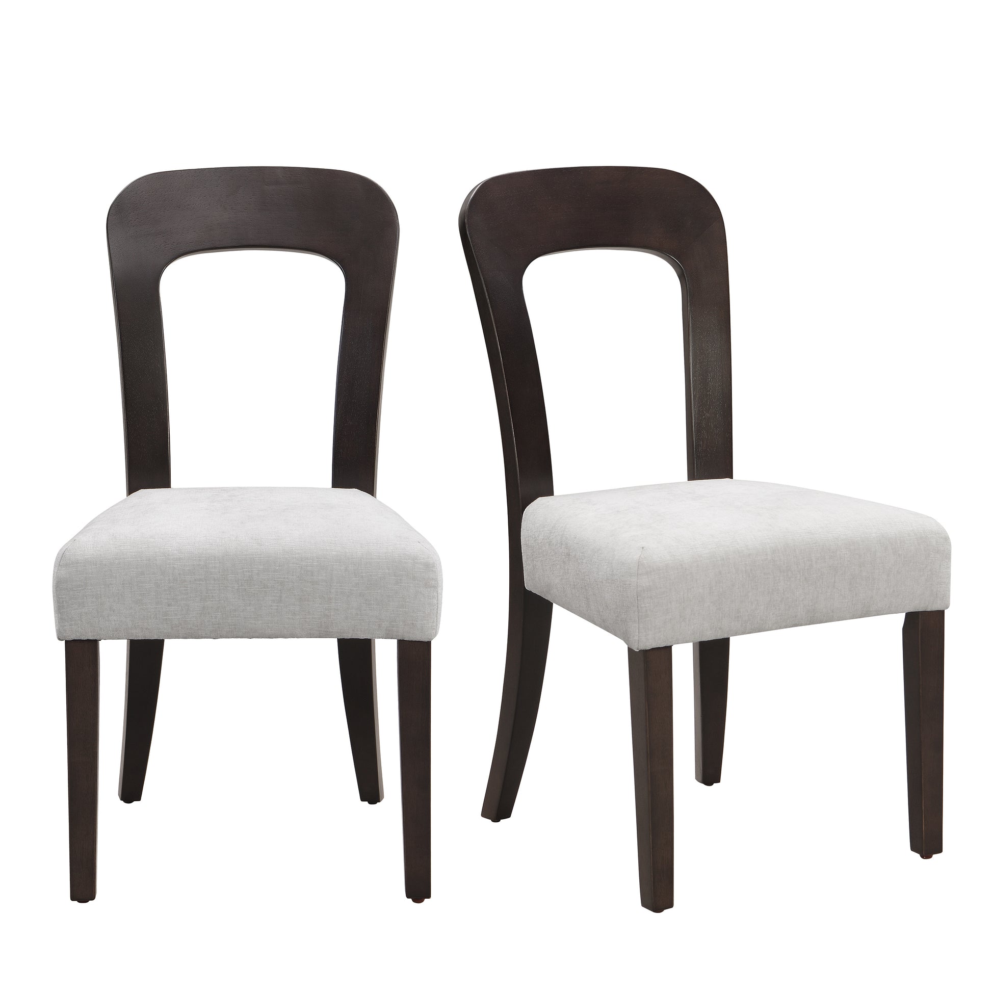 Dining Chairs Set of 2, Upholstered Kitchen Side Chairs with Gray Fabric Seating Dark Brown Solid Rubber Wood Legs, 330 LBS Weight Capacity image 4