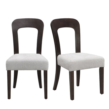 Dining Chairs Set of 2, Upholstered Kitchen Side Chairs with Gray Fabric Seating Dark Brown Solid Rubber Wood Legs, 330 LBS Weight Capacity image 4