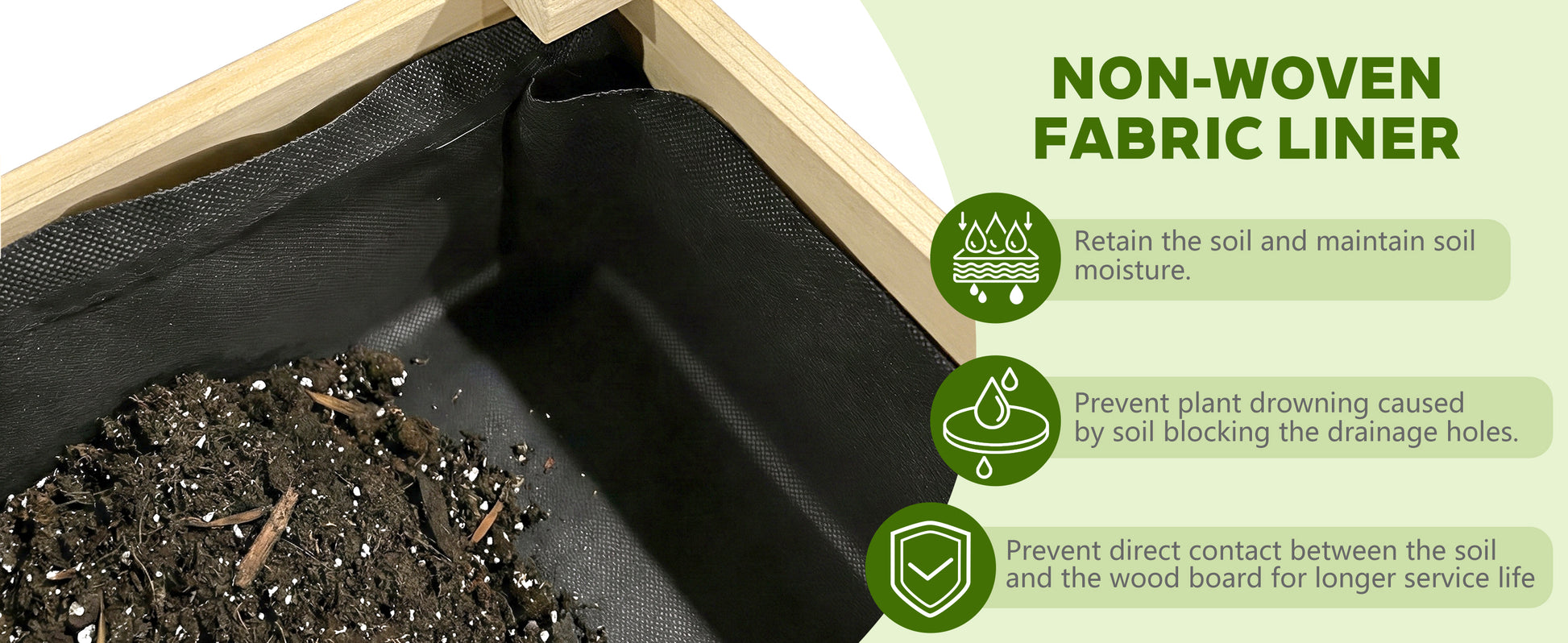 Raised Garden Bed 48x23x31.1-inch Elevated Wood Planter with Water Collection Tray, Storage Shelf, Protective Liner image 2