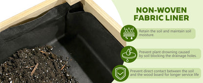 Raised Garden Bed 48x23x31.1-inch Elevated Wood Planter with Water Collection Tray, Storage Shelf, Protective Liner image 2