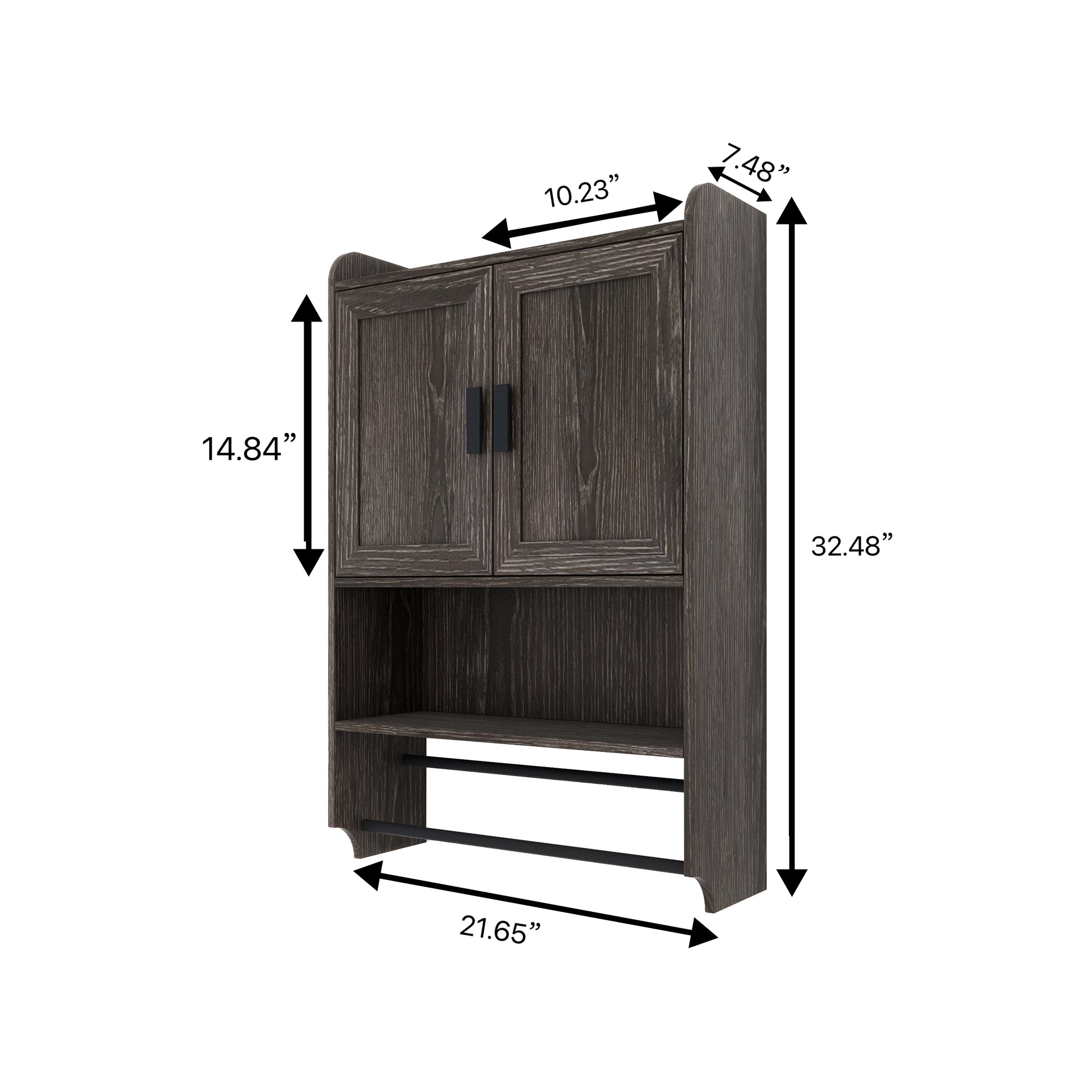 Bathroom Wall Cabinet with Doors,Adjustable Shelf,Towel Bar and Paper Holder, Over The Toilet Storage Cabinet, Medicine Cabinet for Bathroom-Grey image 8