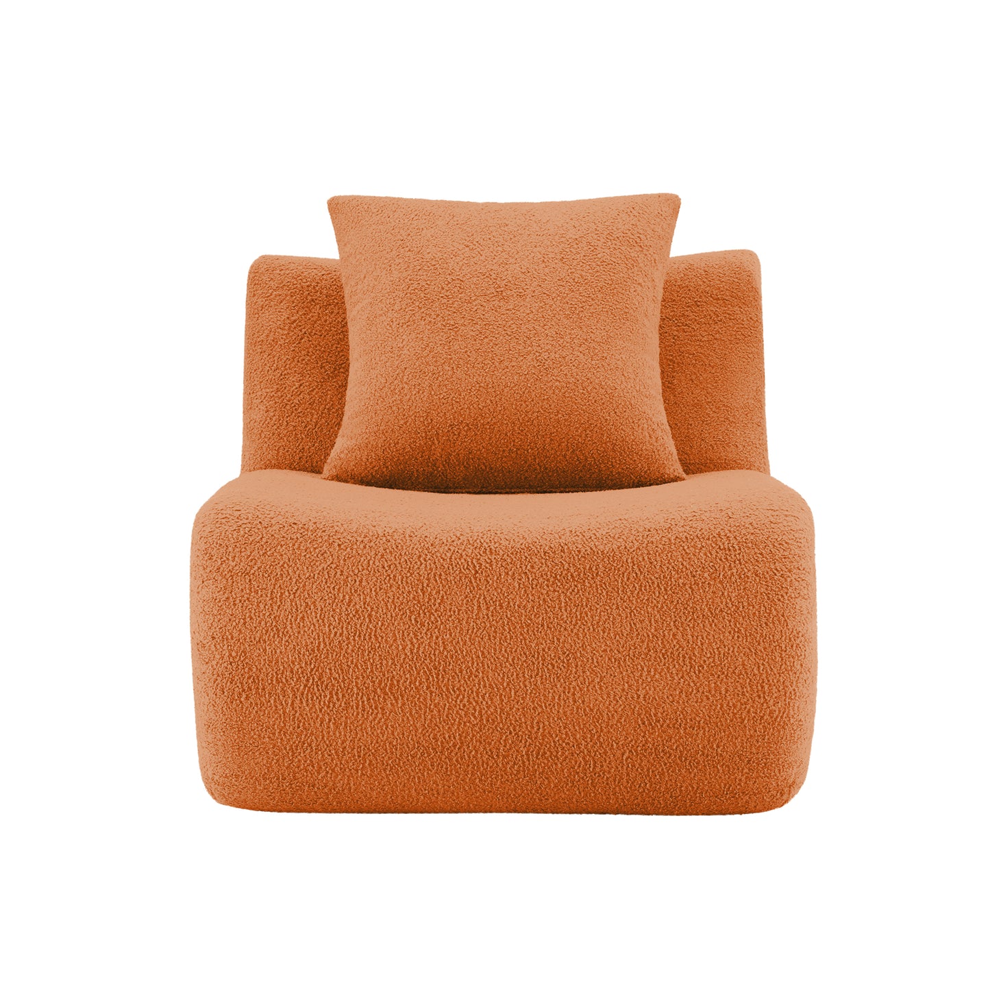 Armless Sofa W/Pillow Teddy Fabric-Orange image 2