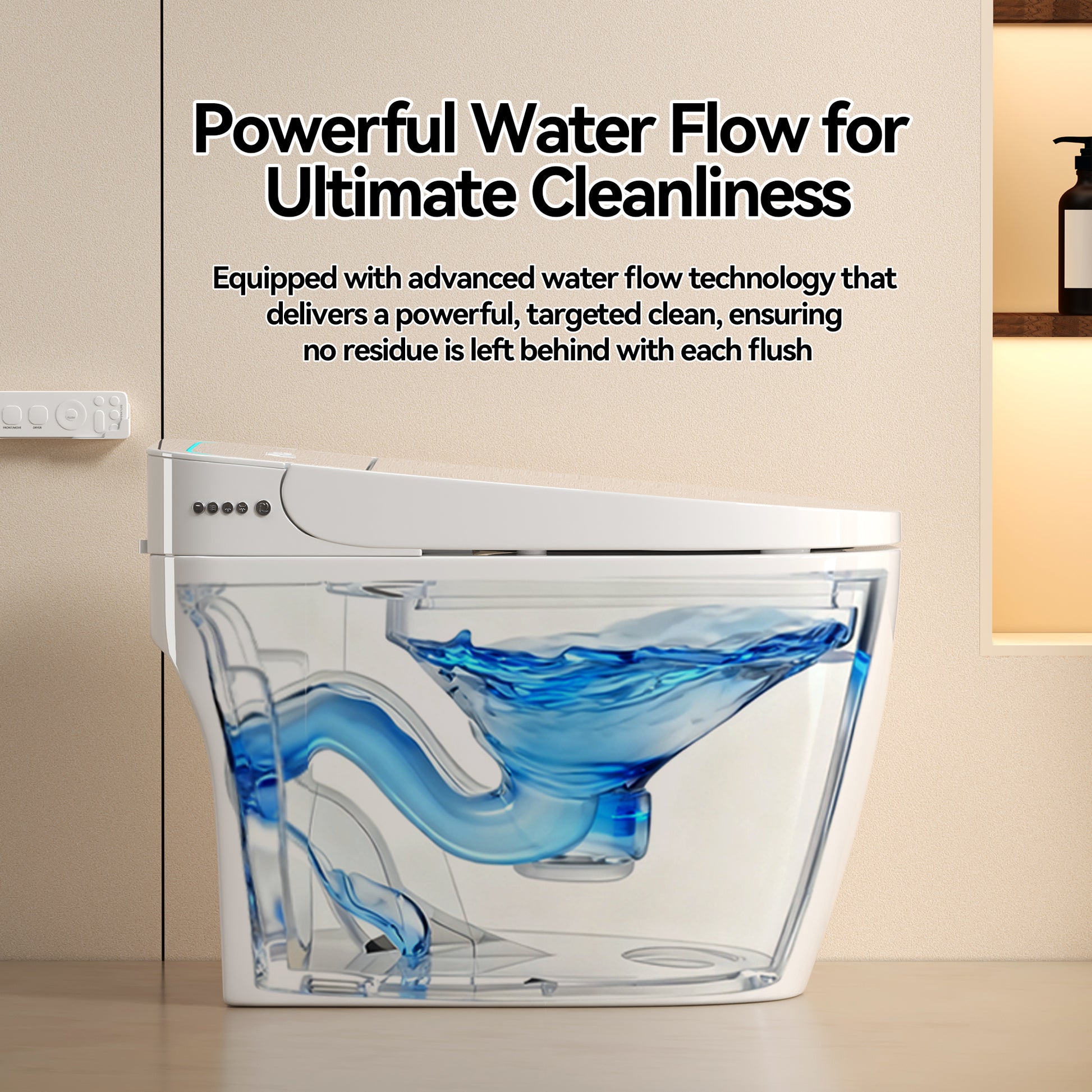 Unique Smart Toile, One Piece Toilet with Bidet Built In,Intelligent Toilet Auto Open/Close Seat. Bidet toilet with Dryer and Warm Water.WHITE image 12