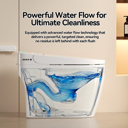 Unique Smart Toile, One Piece Toilet with Bidet Built In,Intelligent Toilet Auto Open/Close Seat. Bidet toilet with Dryer and Warm Water.WHITE image 12