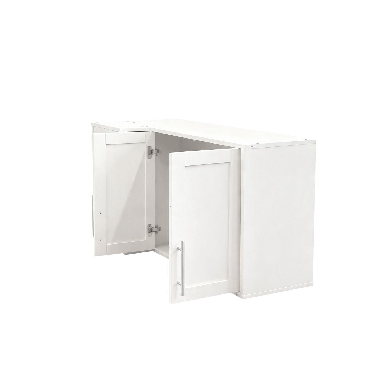 L Shape Wall Mounted Kitchen Sideboard Cabinet with 2 Door, 3 Layers Shelves, Storage Buffet Cabinet for Bathroom, Dining Rooms image 10