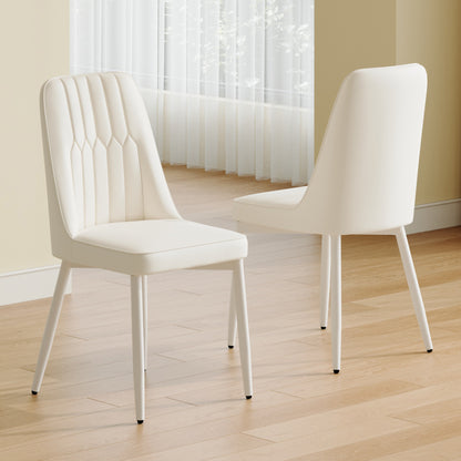White dining chairs and living room chairs. Metal legs provide strong support, suitable for kitchens, living rooms, and restaurants. image 2